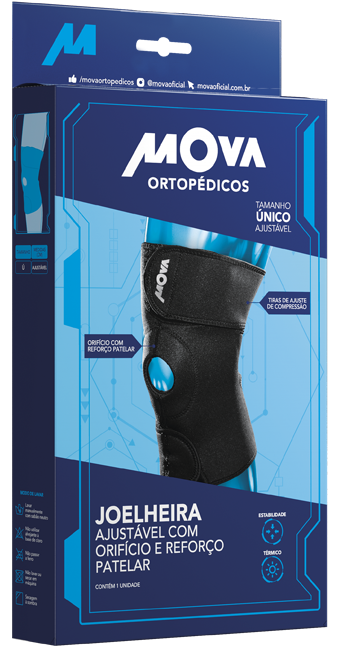 Joelheira Ajustável com orifício e Reforço Patelar